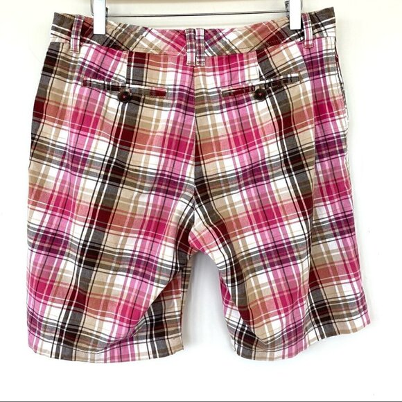 Bass Bermuda shorts, high waisted,  💯 cotton plaid - Picture 4 of 7